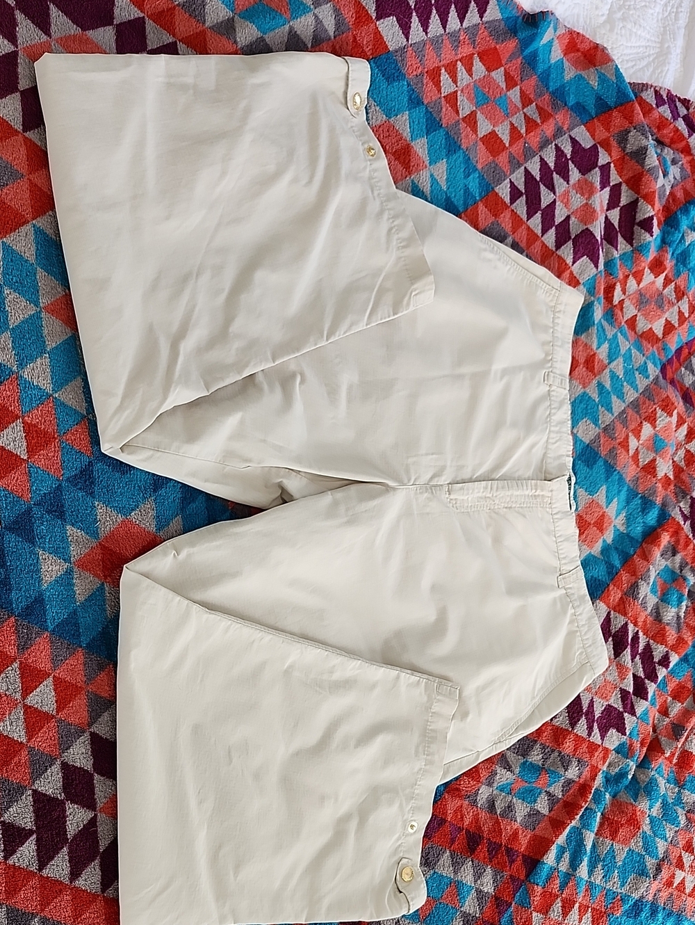 Lauren Ralph Lauren Ripstop Fabric Wide Leg Pants With Button Ankle In Ivory